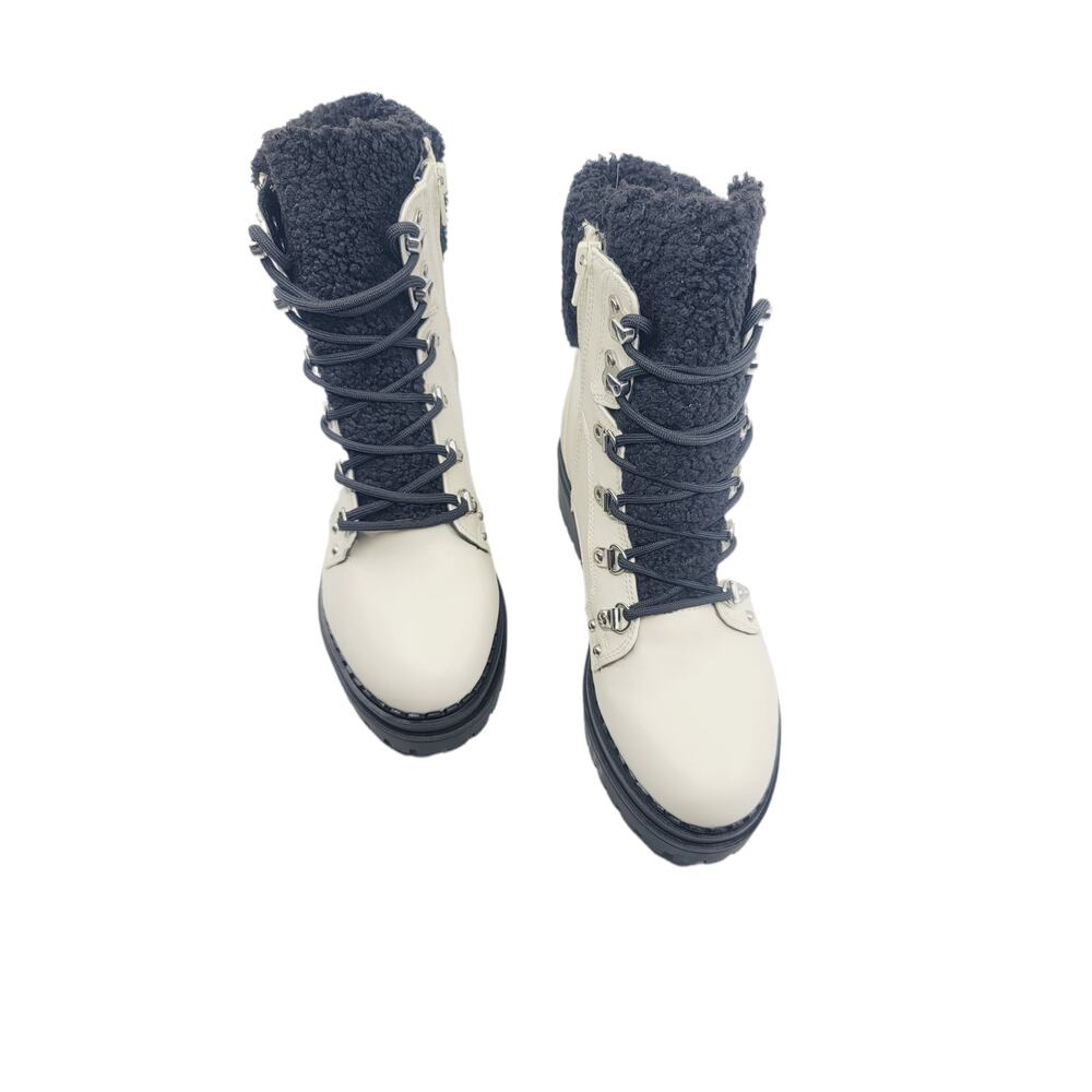 GBG LOS ANGELES IVORY FAUX FUR WOMEN'S COMBAT BOOTS - SIZE 7 - Picture 3 of 7